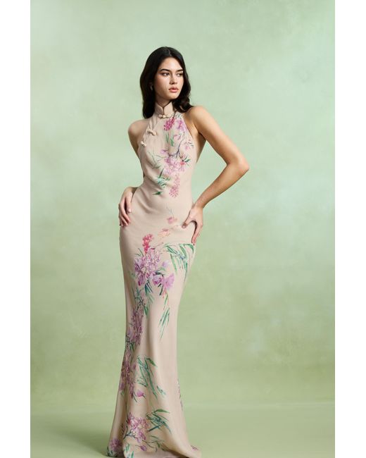 SAU LEE Natural Gillian Chiffon Dress