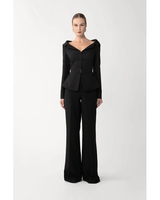 SAU LEE Black Niope Crepe Pant
