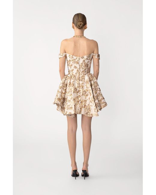 SAU LEE Natural Jem Brocade Mini Dress