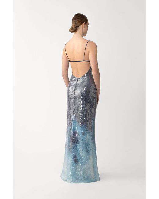 SAU LEE Blue Melrose Sequined Dress
