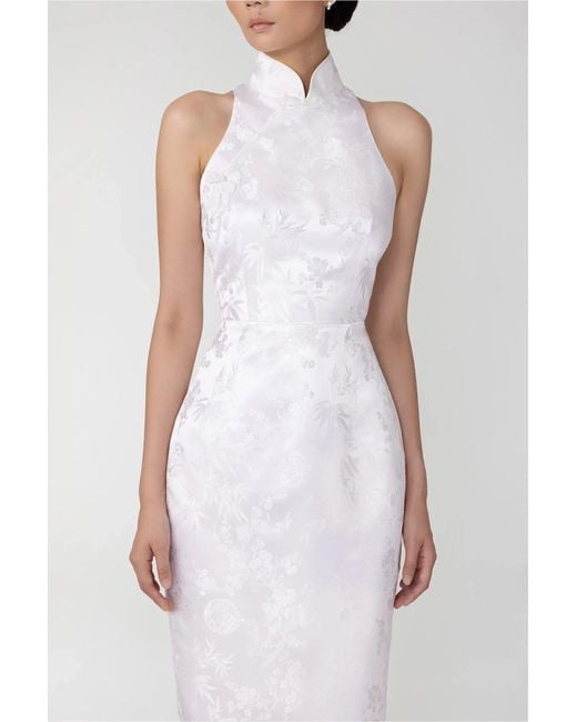 SAU LEE White Jill Chinese Jacquard Pencil Dress