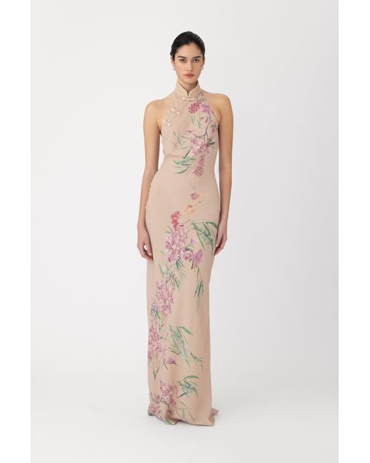 SAU LEE Natural Gillian Chiffon Dress