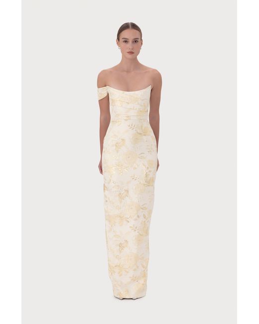 SAU LEE Natural Jackson Jacquard Gown