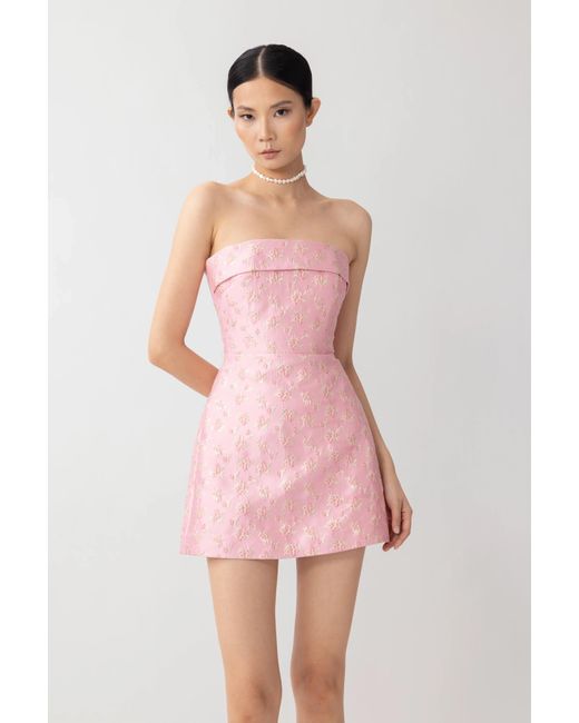 SAU LEE Pink Jodie Jacquard Mini Dress