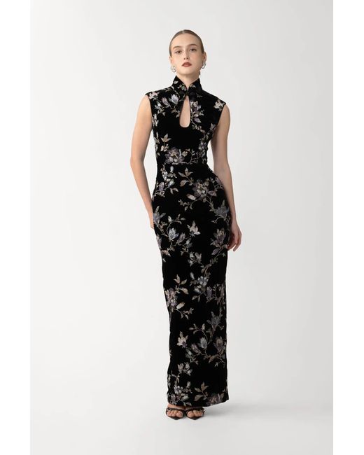 SAU LEE Black Liliana Velvet Dress