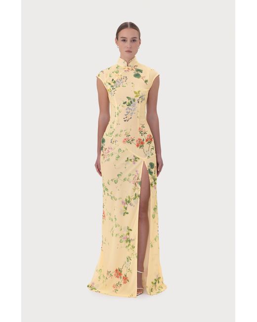 SAU LEE Metallic Melina Chiffon Dress