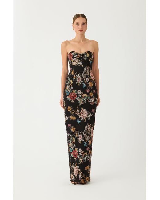 SAU LEE Brown Maren Brocade Gown
