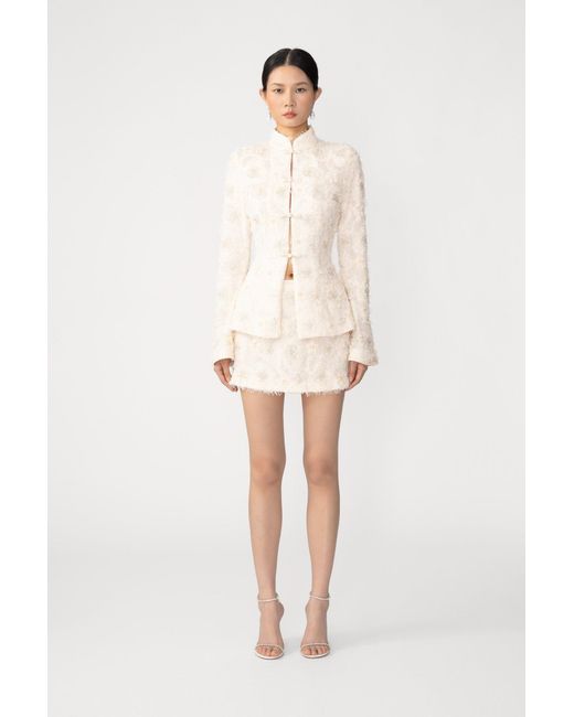 SAU LEE Natural Aja Embroidered Skirt