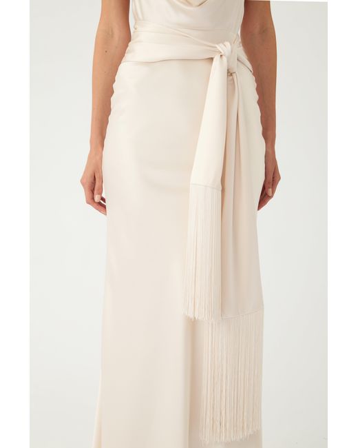 SAU LEE Natural Sabina Satin Gown
