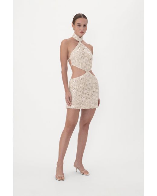 SAU LEE Blue Marlo Knit Mini Dress