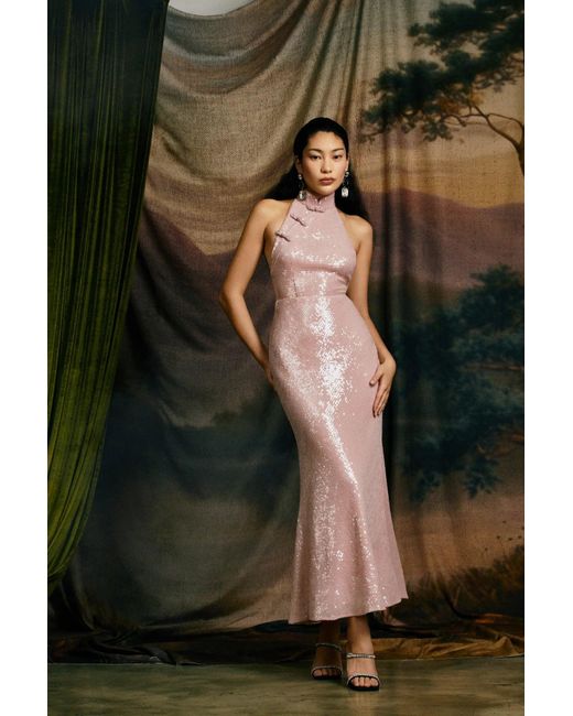 SAU LEE Pink Ophelia Sequined Dress