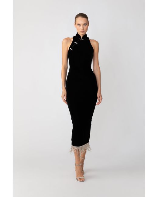 SAU LEE Black Martha Velvet Dress