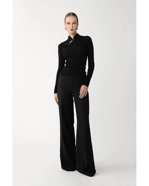 SAU LEE Black Dakota Knit Top
