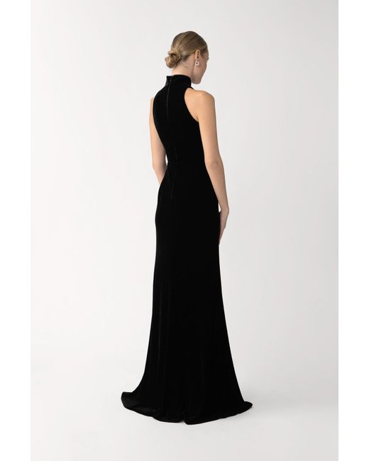 SAU LEE Black Ariana Velvet Gown