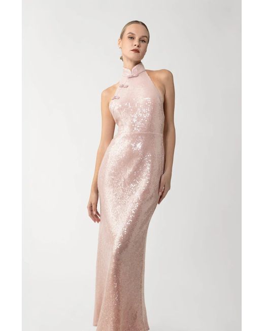 SAU LEE Pink Ophelia Sequined Dress