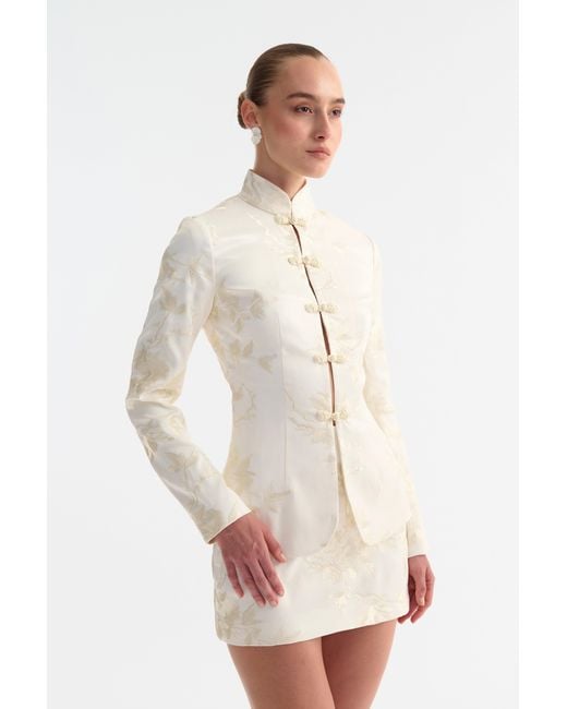 SAU LEE Natural Roan Satin Tang Blazer