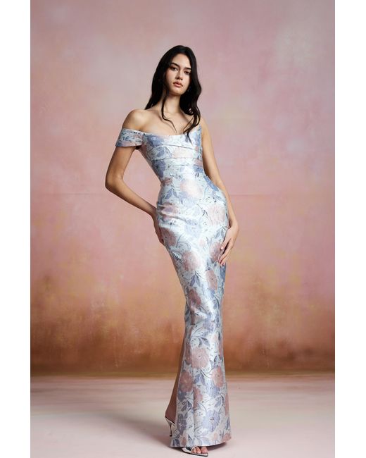 SAU LEE White Jackson Brocade Gown