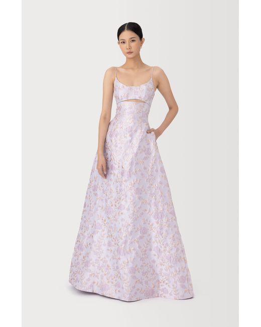 SAU LEE Pink Jacinda Jacquard Gown