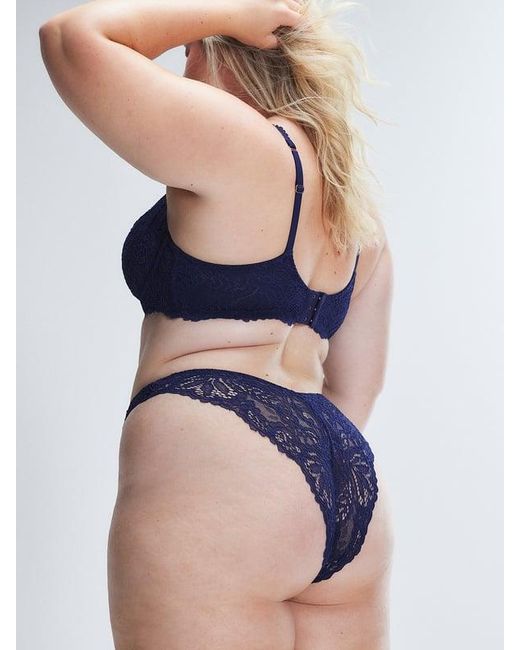 Savage X Blue Romantic Corded Lace Brazilian Knickers