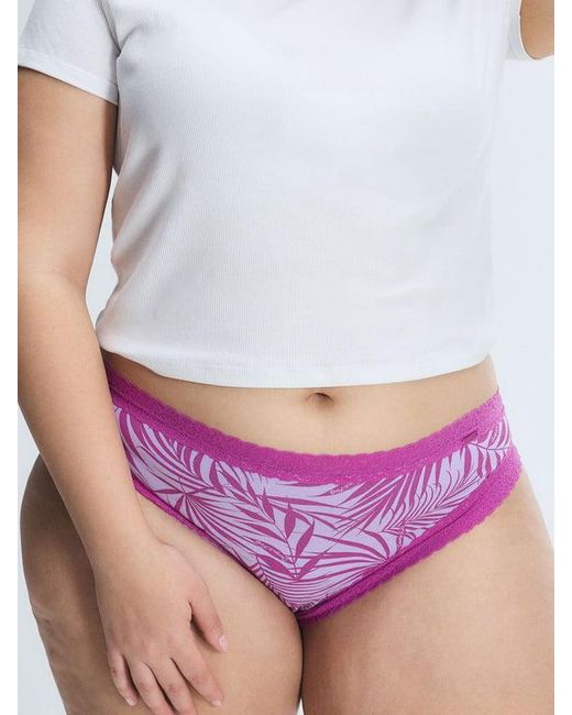 Savage X White Cotton Essentials Lace-trim Cheeky Knickers