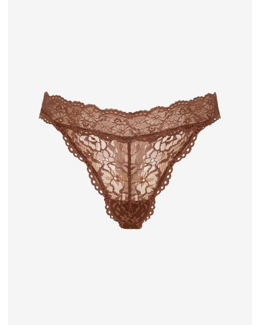 Savage X Soft N' Savage Lace Thong Panty in Natural Lyst UK