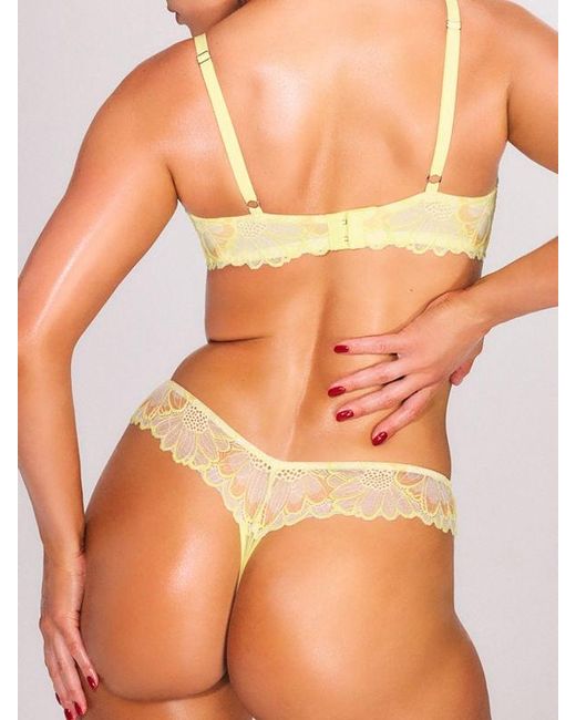 Savage X Orange Daisy Riot Lace Thong Panty
