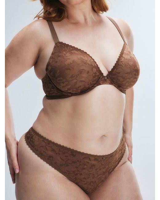 Savage X Brown Lavish Lace Unlined Plunge Bra