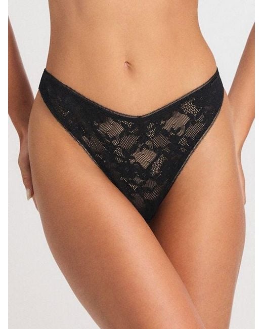 Savage X Black Luxe Lace Thong Panty