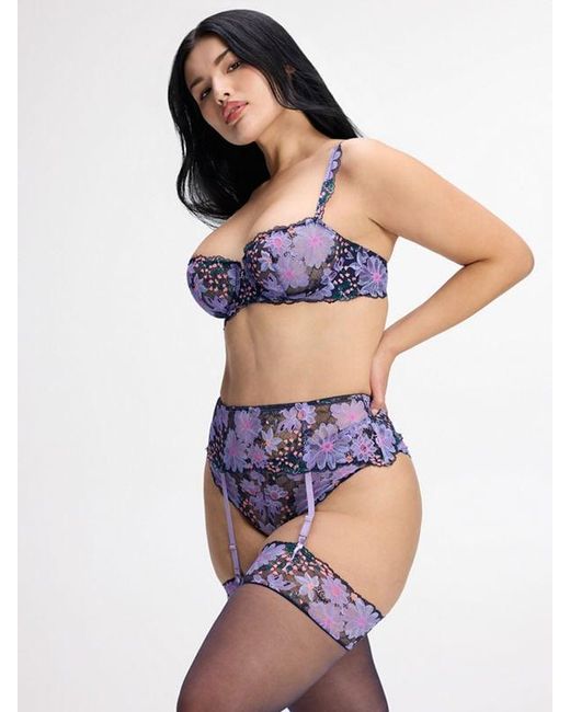 Savage X Purple Fleur Fantasy Lace Garter Belt