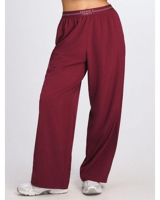 Savage X Red Stretch Woven Logo Band Wide Leg Pant