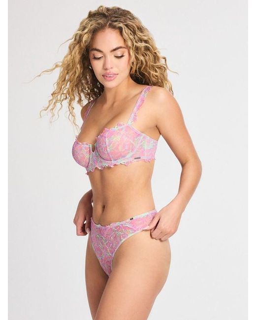 Savage X Pink Sun Tide Floral Lace Cheeky Knickers