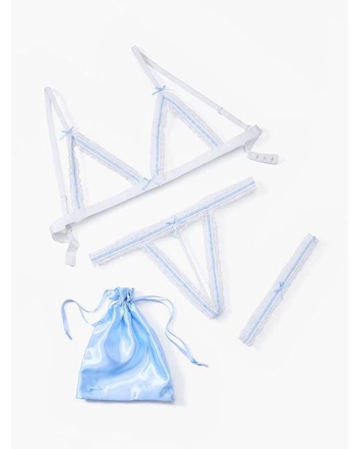 Savage X Blue Honeymooner 3-piece Lingerie Set