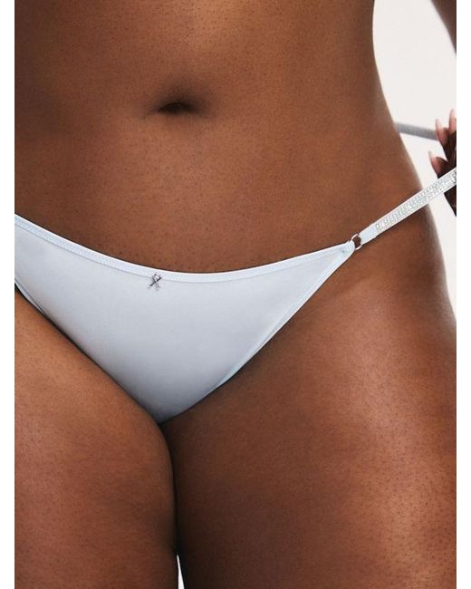 Savage X Brown Midnight Microfiber Rhinestone G-string Knickers