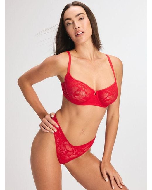 Savage X Red Luxe Lace Unlined Low-cut Balconette Bra