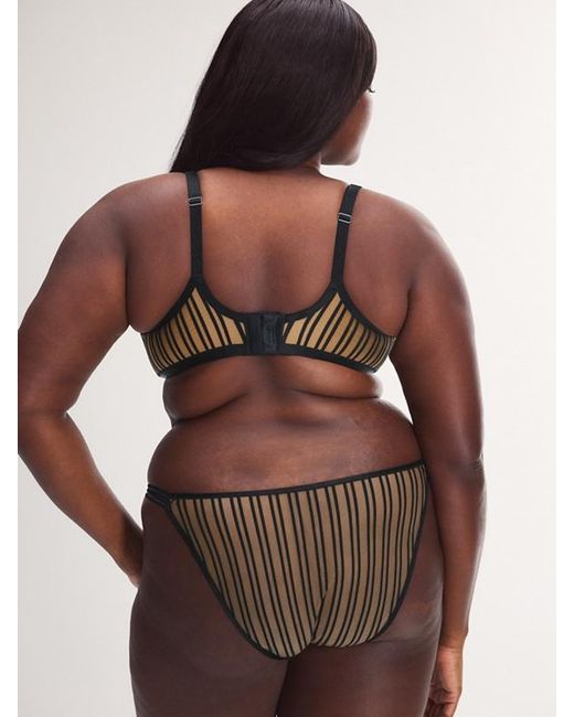 Savage X Brown Strappy Hour Striped String Bikini Knickers