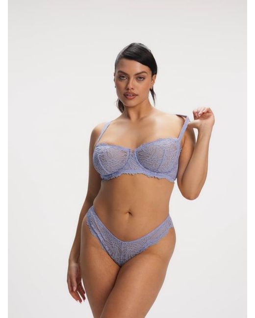 Savage X Blue Romantic Corded Lace Unlined Balconette Bra