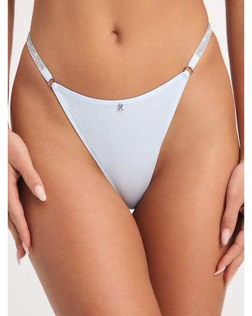 Savage X Blue Midnight Microfiber Rhinestone G-string Knickers