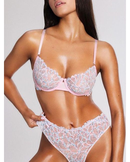 Savage X Pink Savage Not Sorry Printed Unlined Lace Balconette Bra
