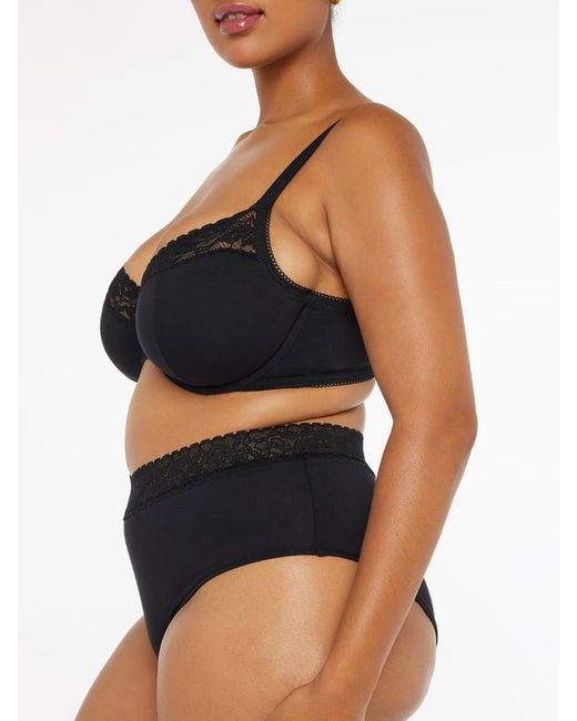 Savage X Black Cotton Essentials Lace-trim Shortie Knickers