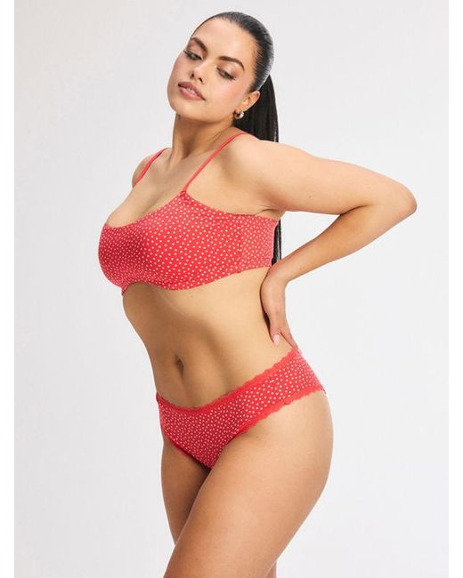 Savage X Pink Cotton Essentials Lace-trim Cheeky Knickers