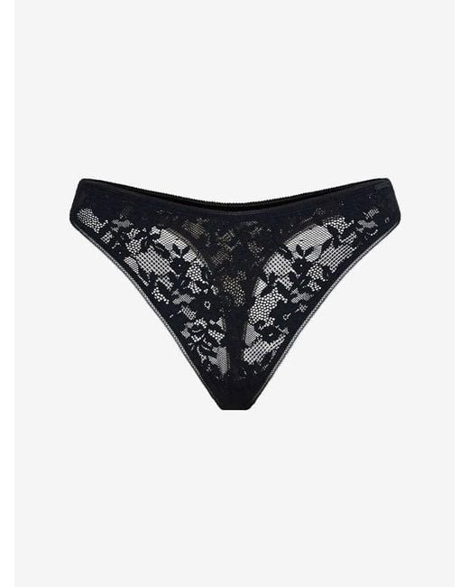 Savage X Black Luxe Lace Thong Panty