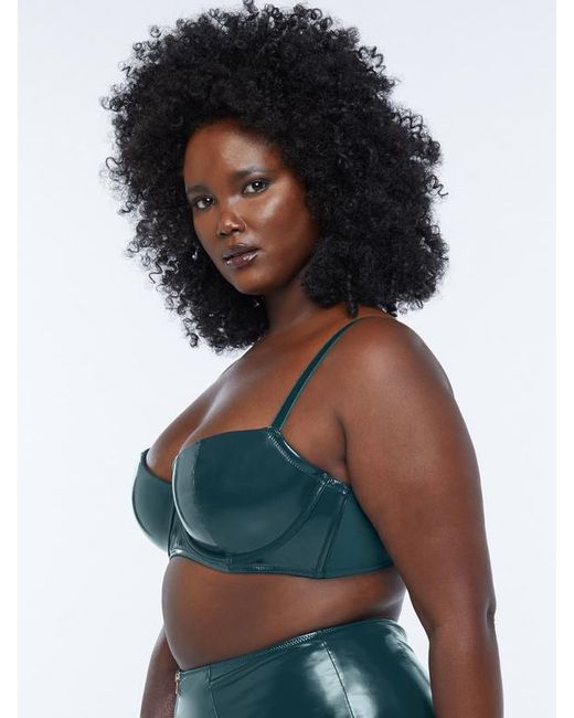 Savage X Black Leather Tease Vinyl Low-cut Balconette Bra