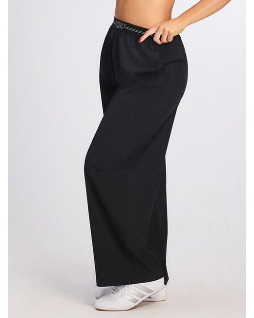 Savage X Blue Stretch Woven Logo Band Wide Leg Pant