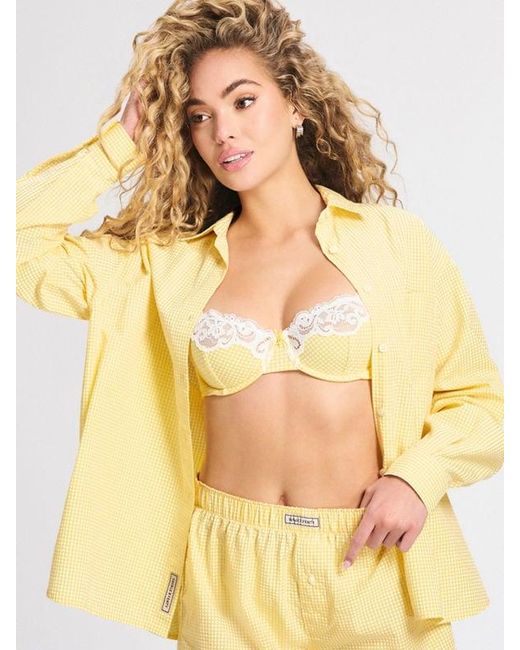 Savage X Yellow Swirly Girly Unlined Low-cut Balconette Bra