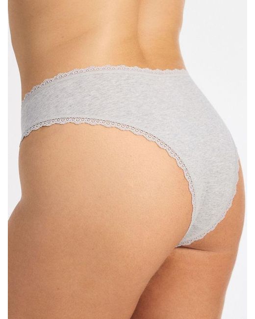 Savage X Gray Cotton Essentials Lace-trim Cheeky Knickers
