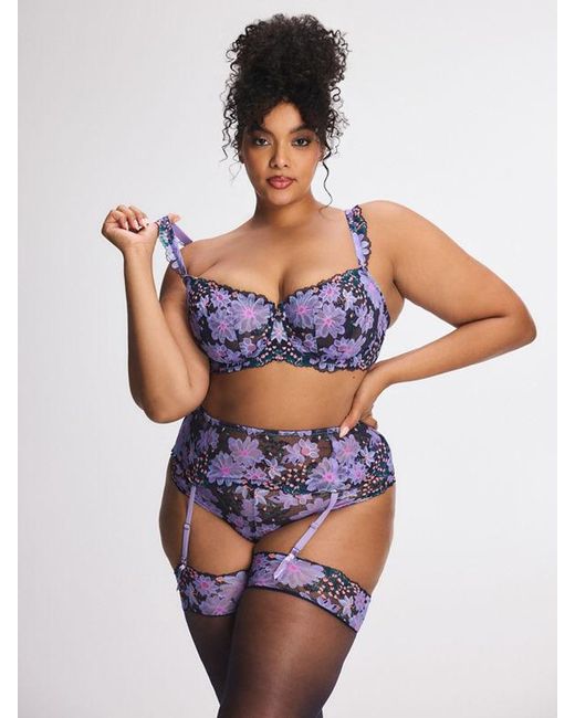 Savage X Purple Fleur Fantasy Lace Garter Belt