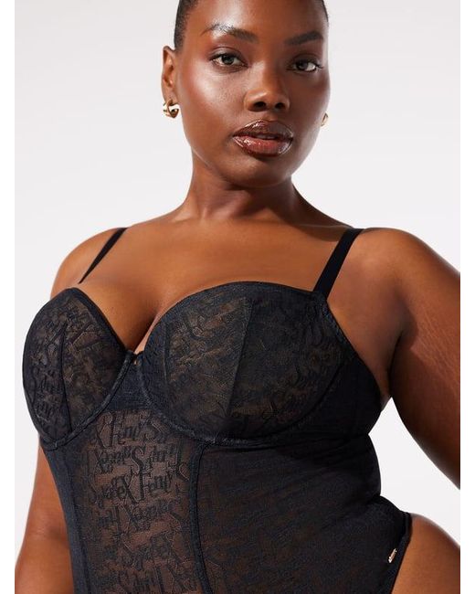 Savage X Blue Signature Script Underwire Teddy