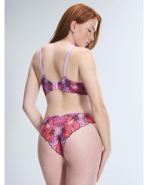 Savage X Pink Mosaic Floral Lace Cheeky Knickers