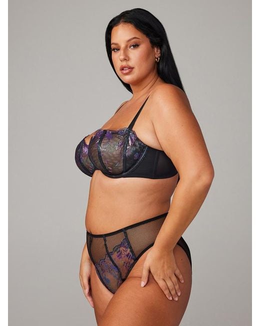 Savage X Black Midnight Sweat Unlined Embroidered Balconette Bra