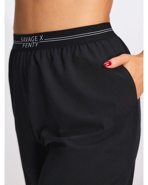 Savage X Blue Stretch Woven Logo Band Wide Leg Pant